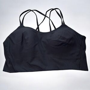 Lululemon Like a Cloud Ribbed Bra Size 12 Longline Black Granite Rare